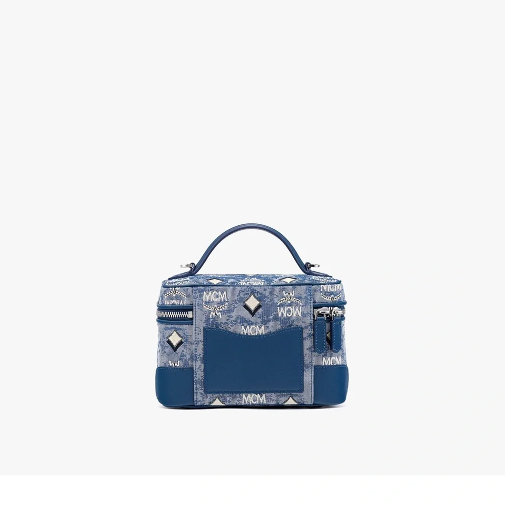 MCM Blue Logo Monogram Crossbody Vanity Case